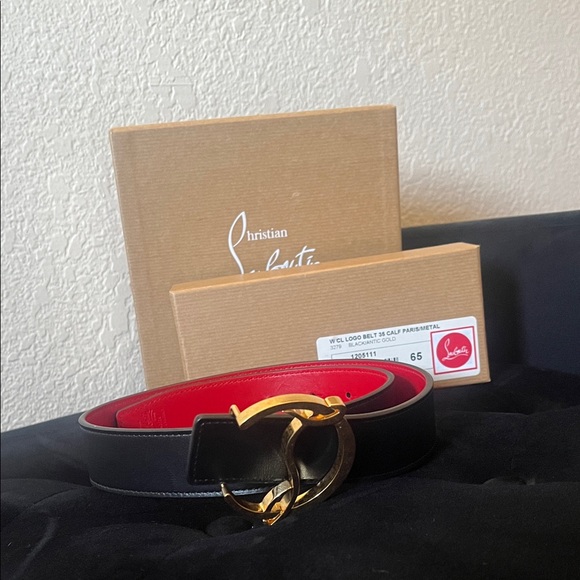 Christian Louboutin Black and Red Belt with Gold Accent 65cm - Picture 1 of 8
